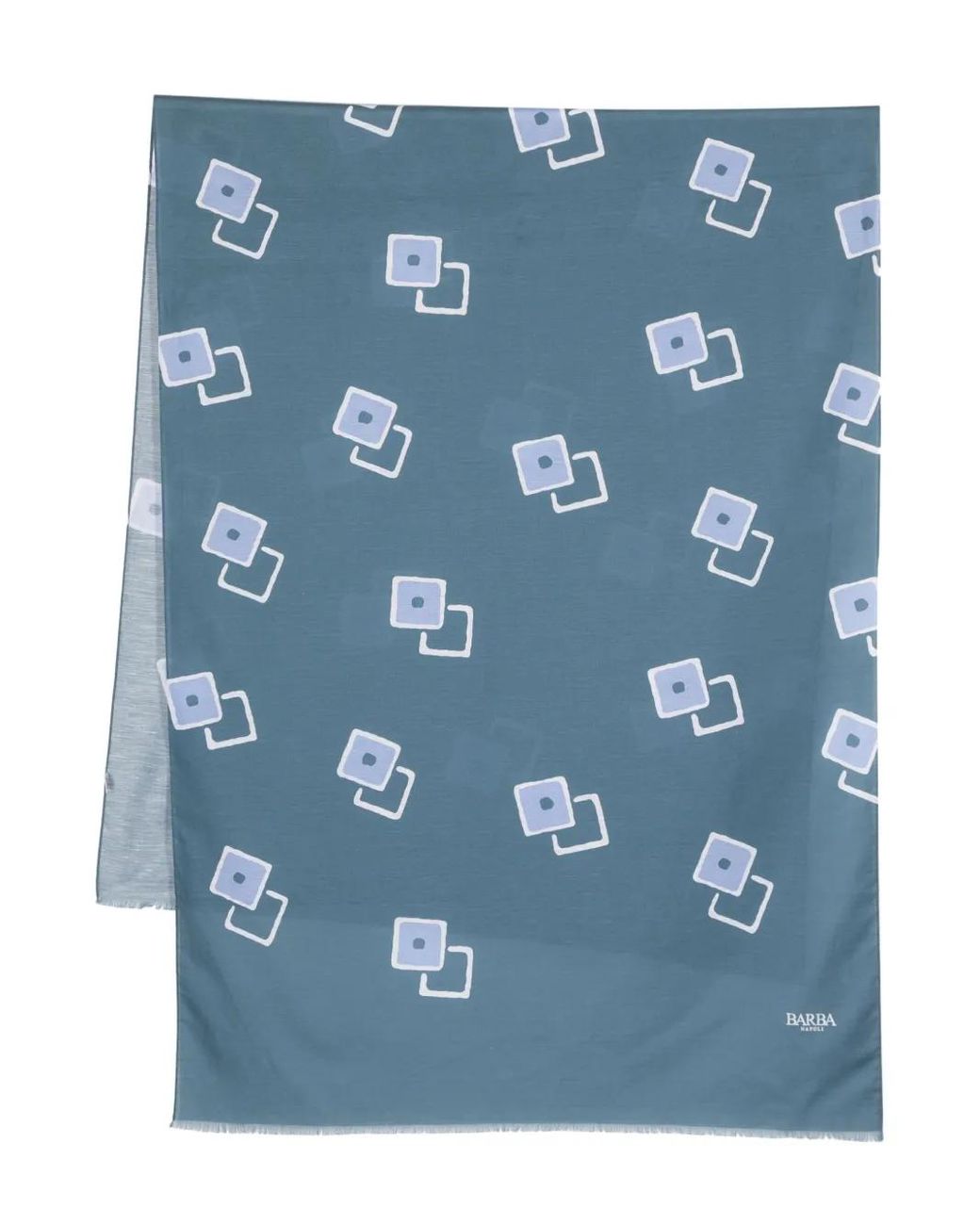 Barba Napoli Blue Graphic-Print Frayed Scarf for men