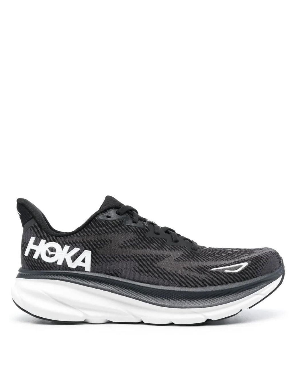 Hoka One One Black Clifton 9 Lace-Up Sneakers