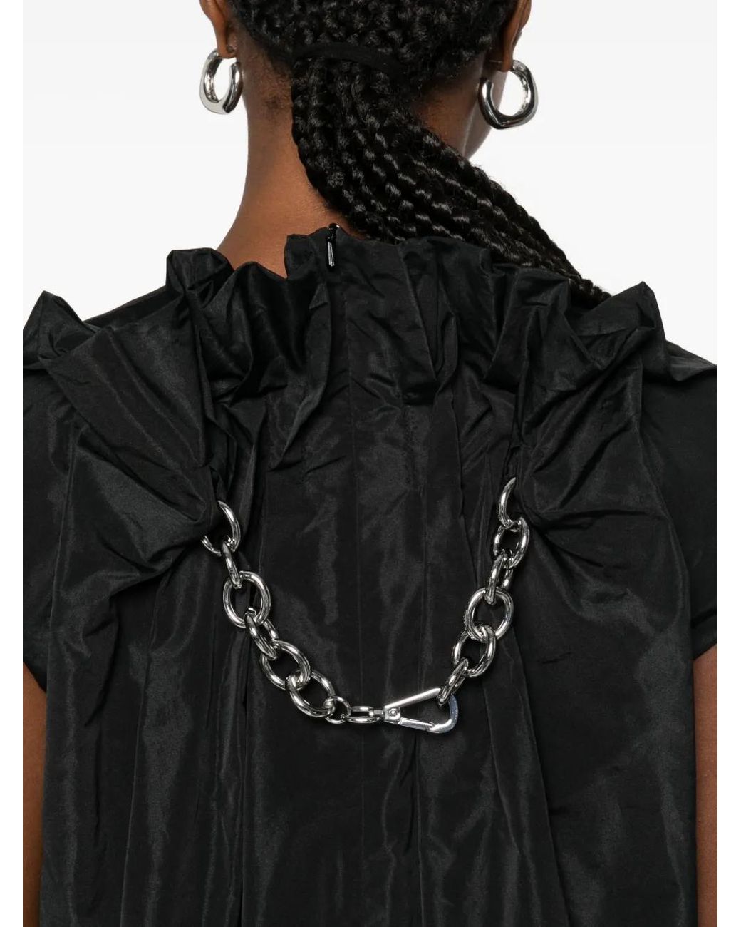 Simone Rocha Black Cap-Sleeve Taffeta Dress