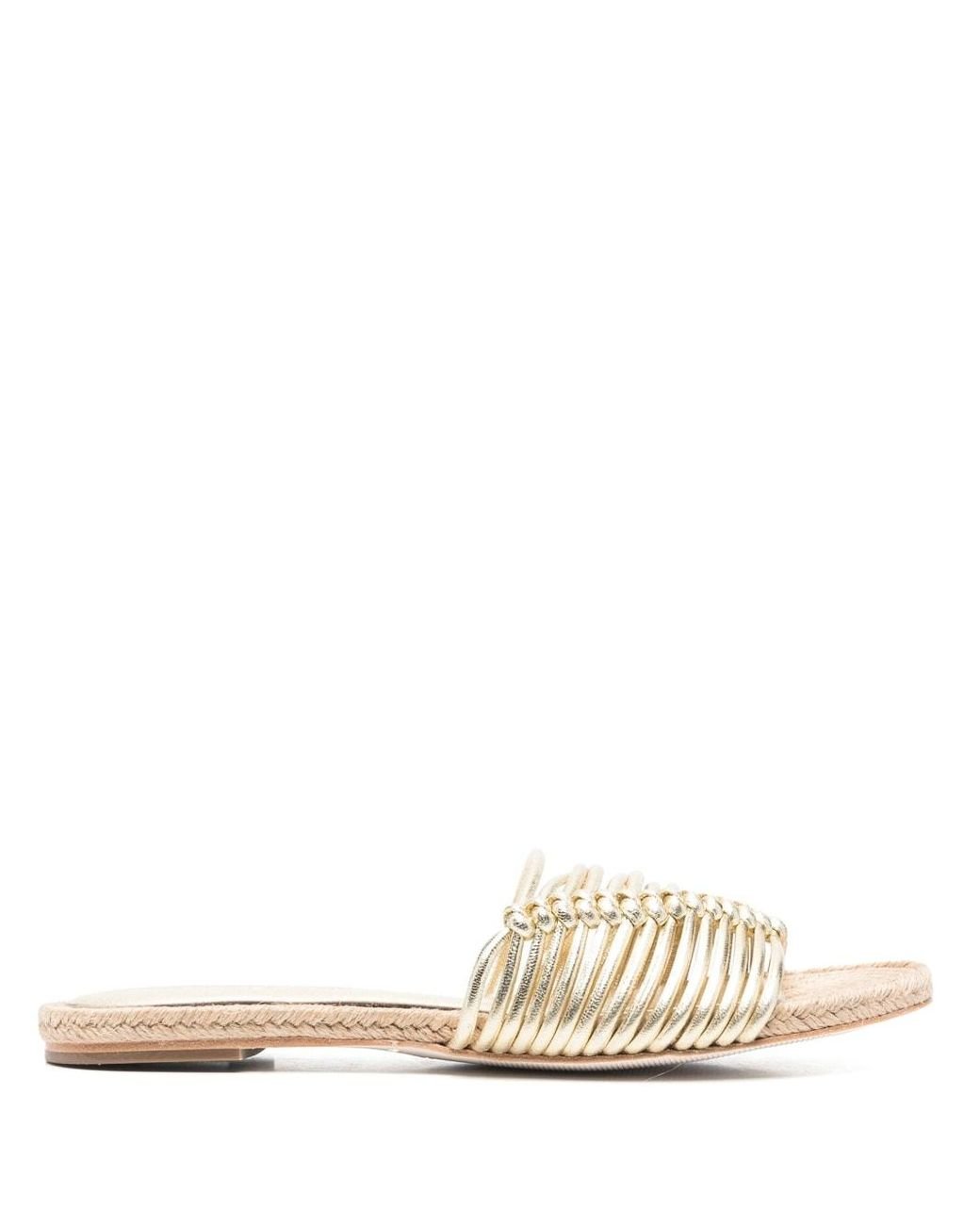 Paloma Barceló Interwoven Leather Slides in Natural | Lyst