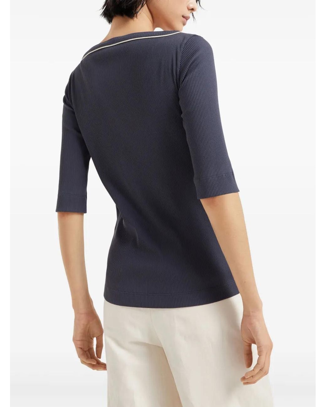 Brunello Cucinelli Blue Monili-Detail T-Shirt