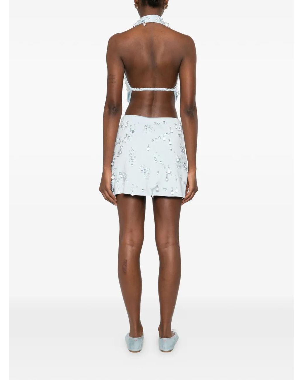 Cult Gaia White Cutout Beaded Mini Dress