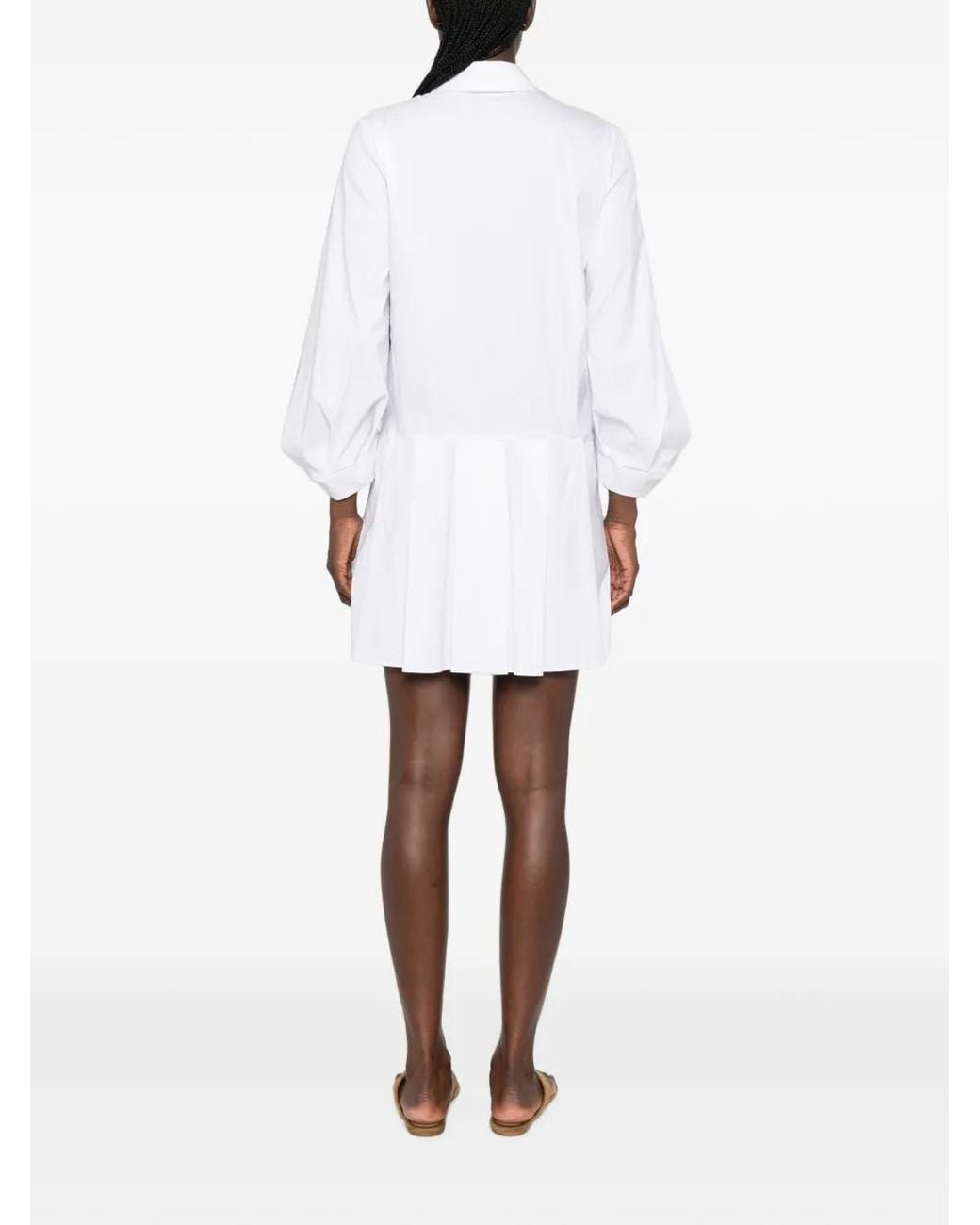 iBlues White Pleated Long-Sleeve Mini Dress