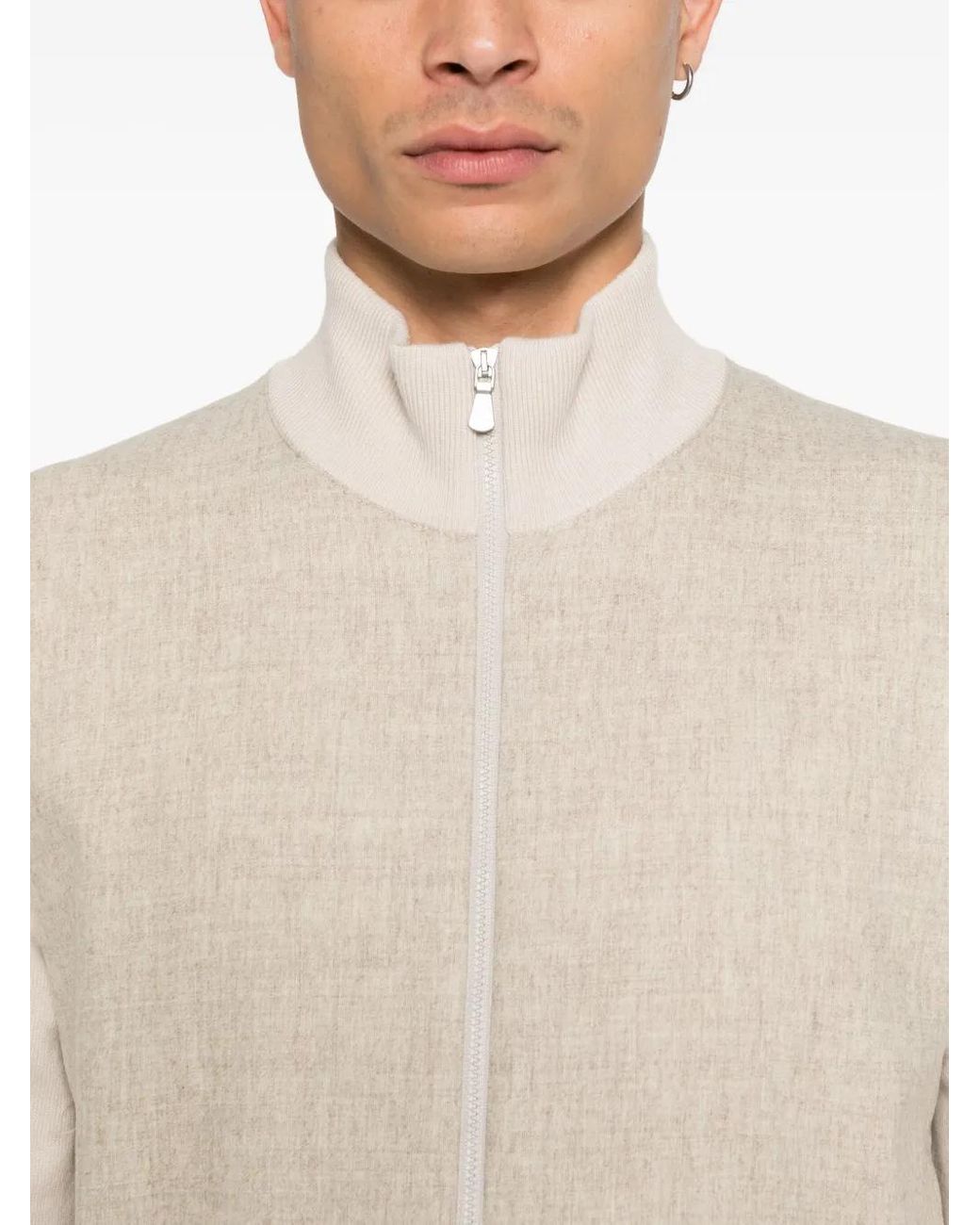 Gran Sasso White Zip-Up Cardigan for men