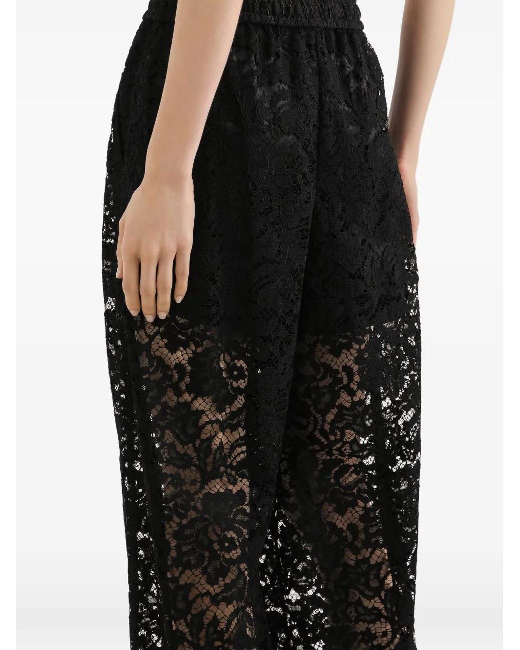 Dolce & Gabbana Black Lace Drawstring Trousers