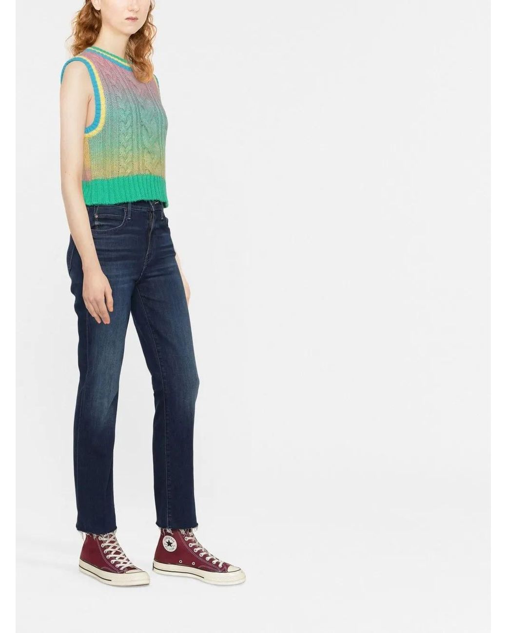 Mother Blue Raw-Cut Skinny Jeans