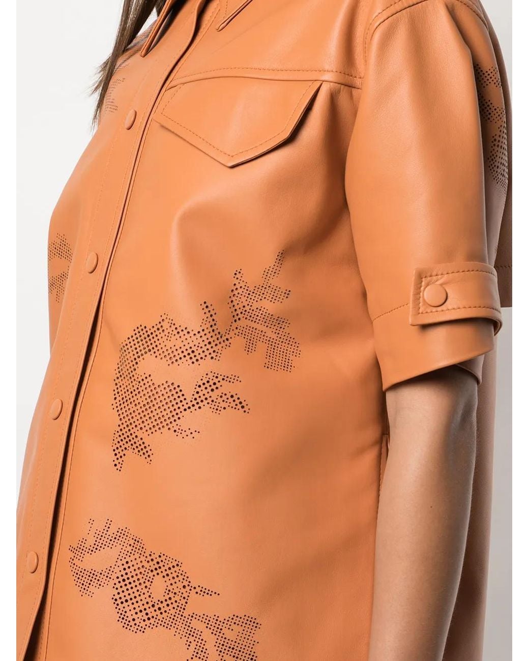 Rochas Orange Soriana Leather Shirt