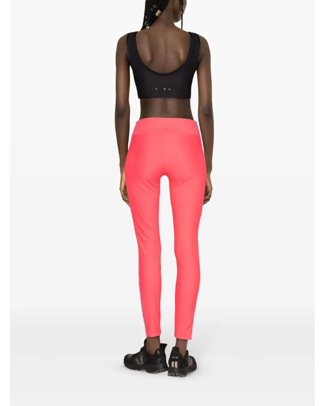 Versace Jeans Couture Red Logo-Tape Cropped Leggings