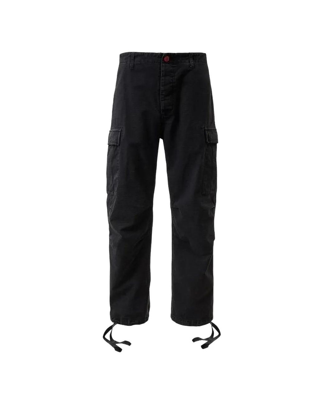 HELLSTAR Black Canvas Drawstring-Cuff Cargo Pants for men