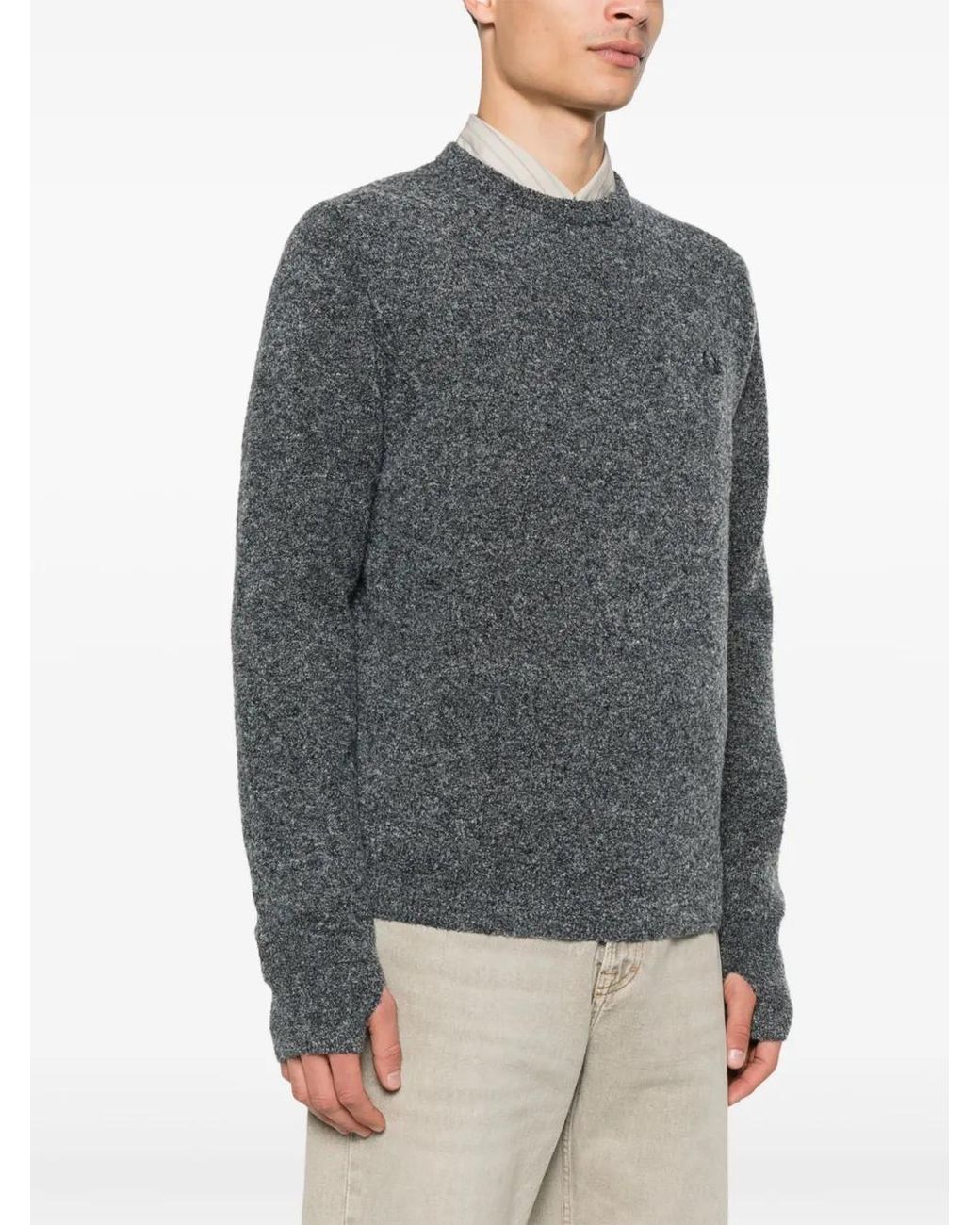 Fred Perry Gray Bouclé Crew-Neck Sweater for men