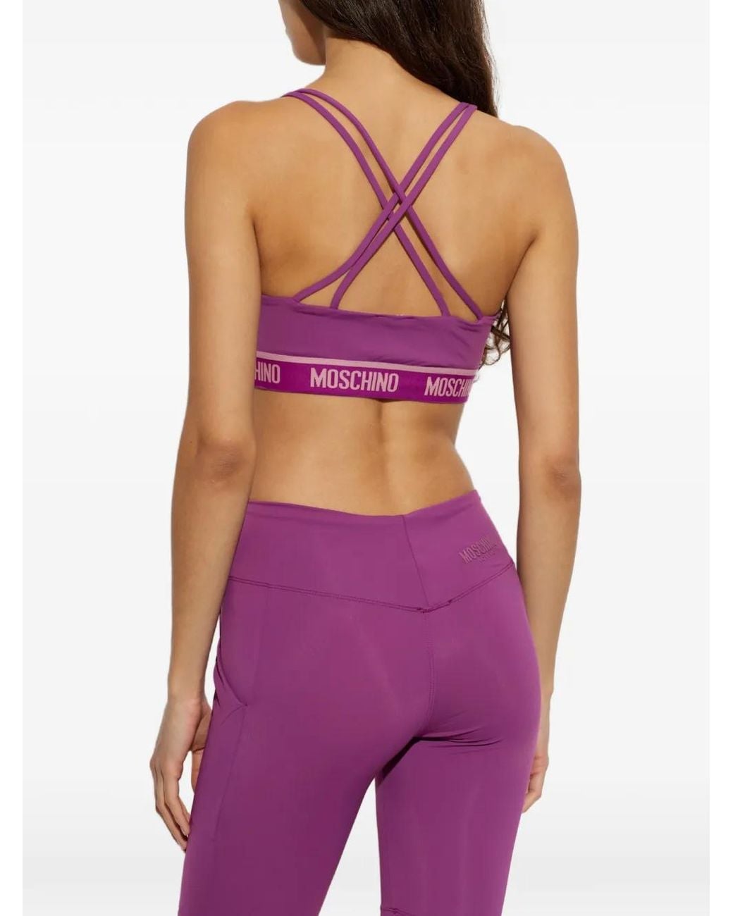 Moschino Purple Active Logo-Underband Sports Bra