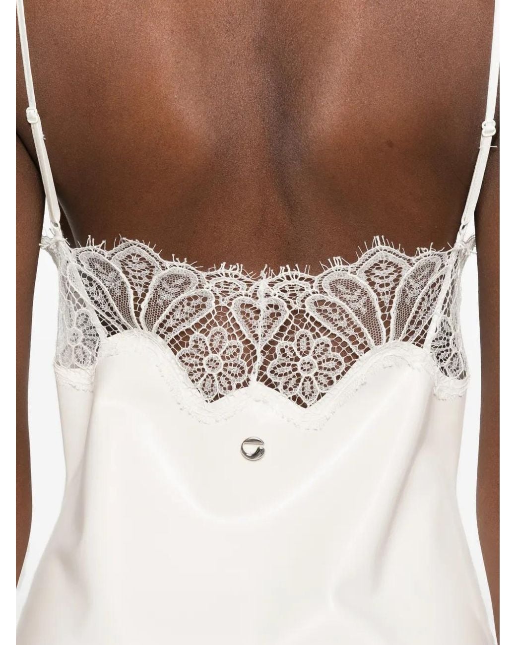 Coperni Lace-Trim Midi Dress in White | Lyst