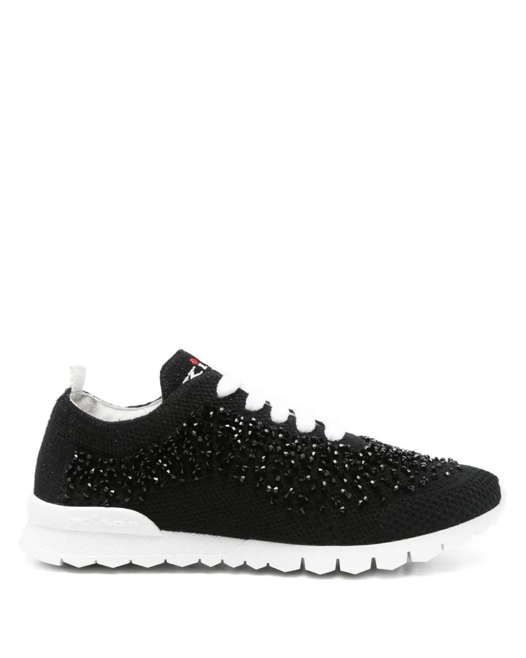 Kiton Black Fit Sneakers Mit Perlen
