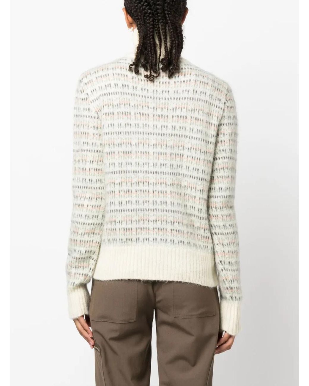 Alysi White Pullover Mit Intarsienmuster