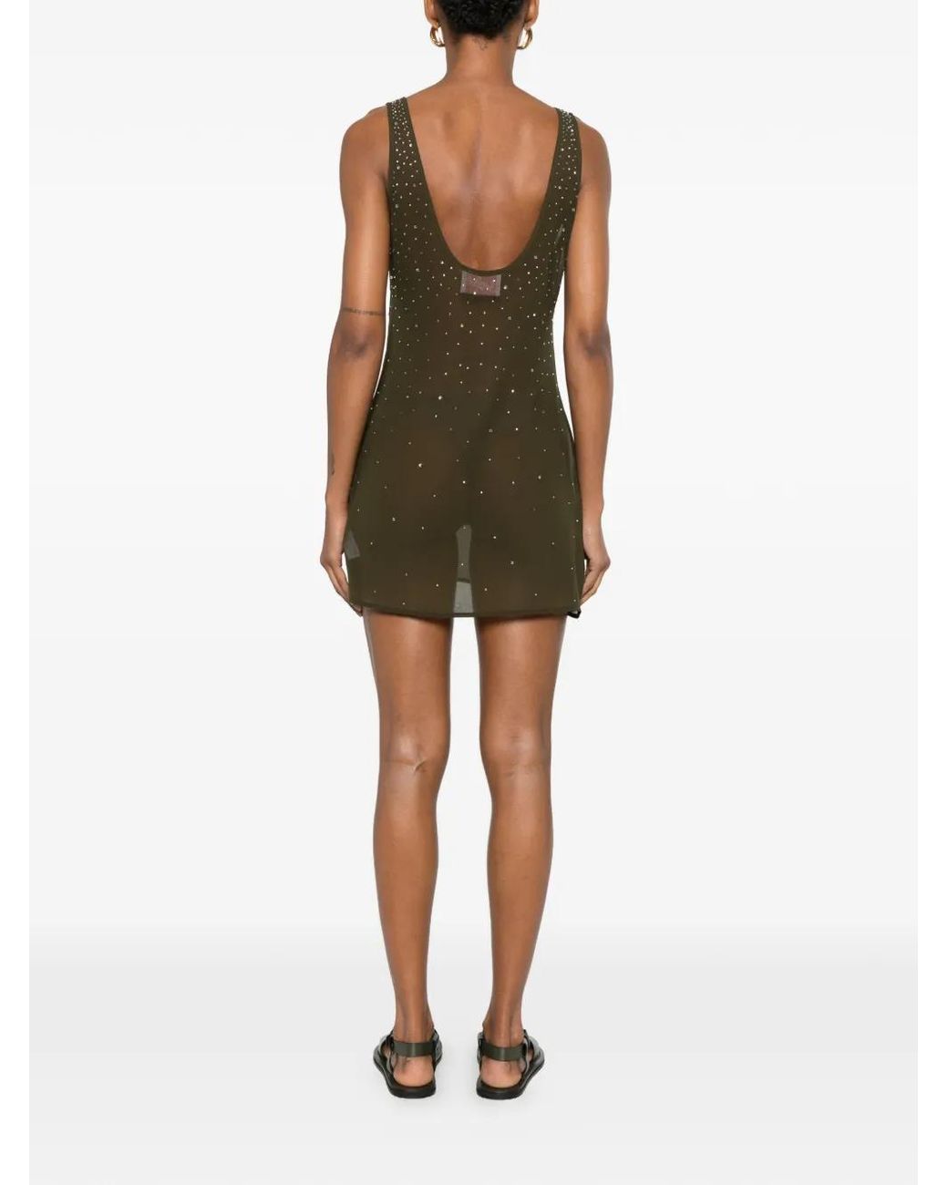 Mc2 Saint Barth Green Raya Rhinestone-Embellished Mini Dress