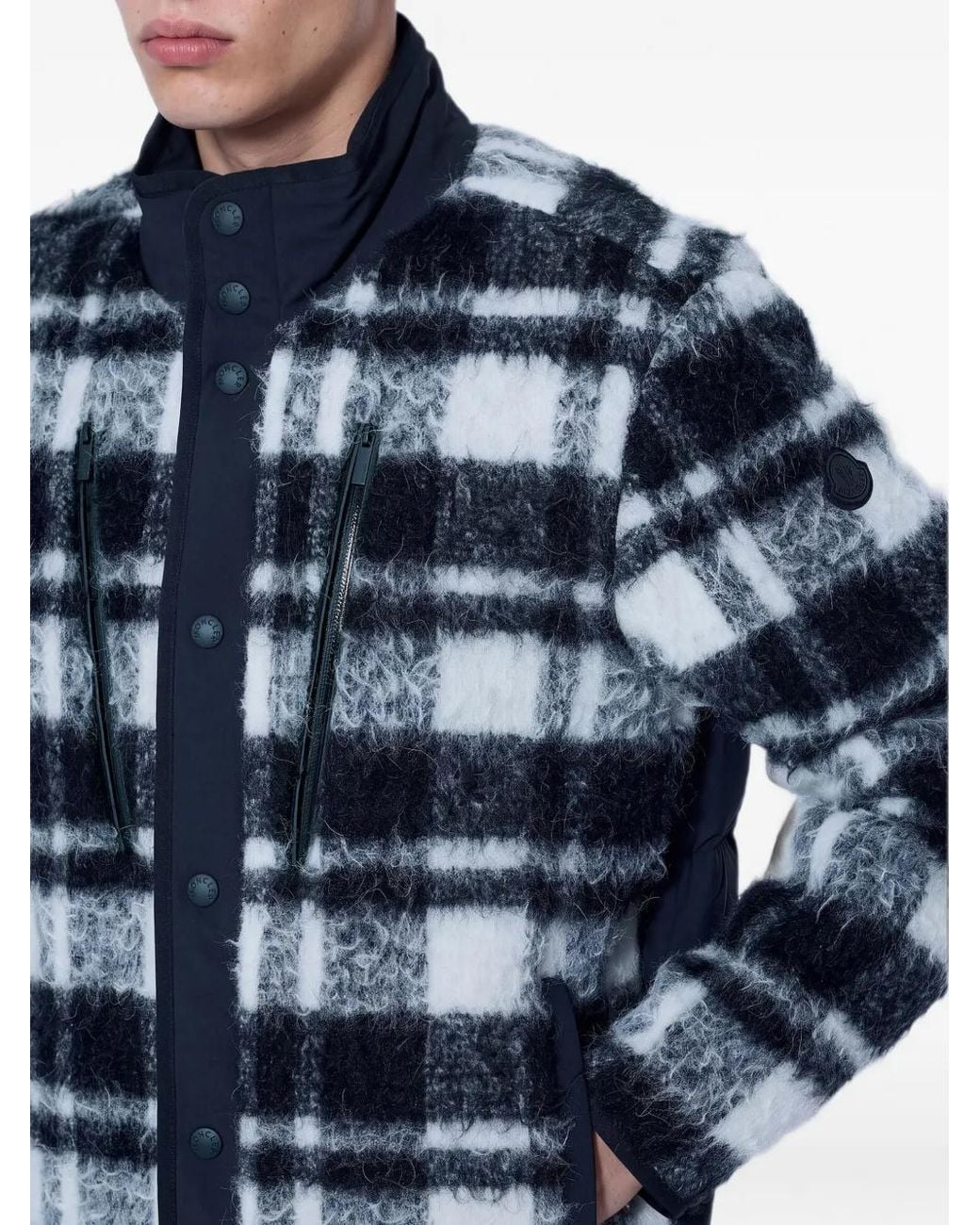 Moncler Blue Scalorbi Checked Jacket for men