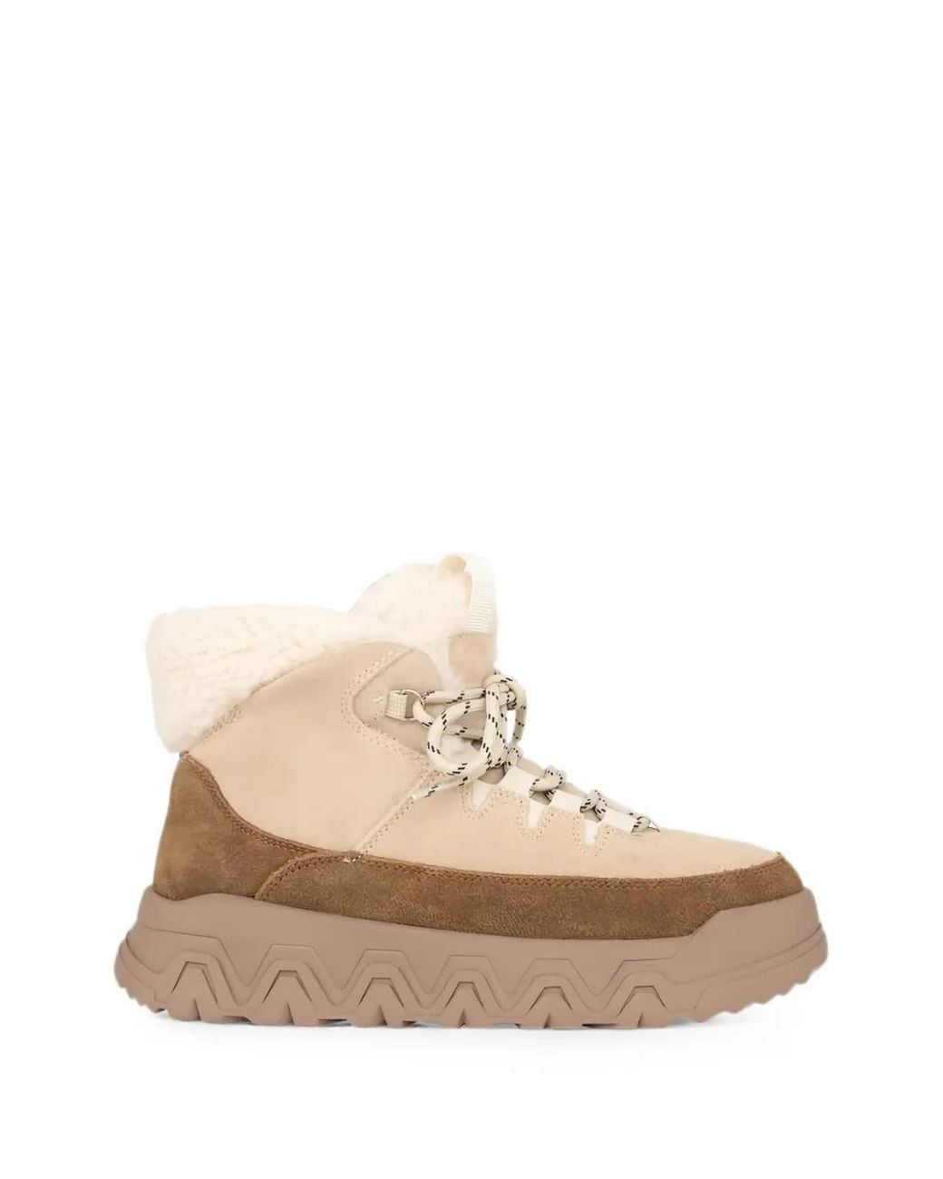 Linda Baumann Natural Shearling-Trim Lace-Up Boots