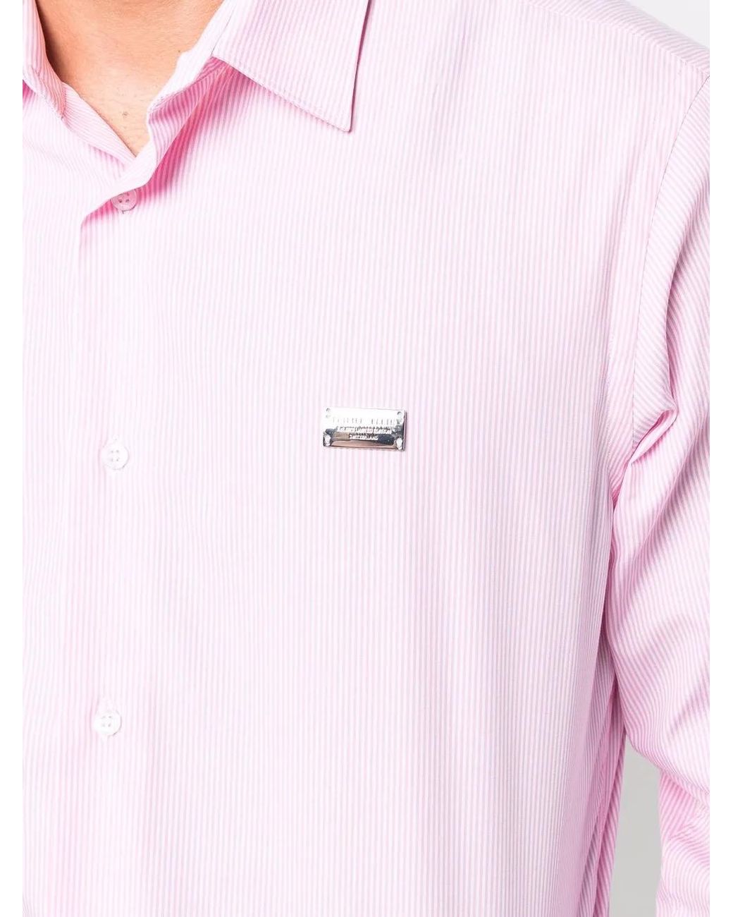 Philipp Plein Pink Skull-Print Striped Shirt for men