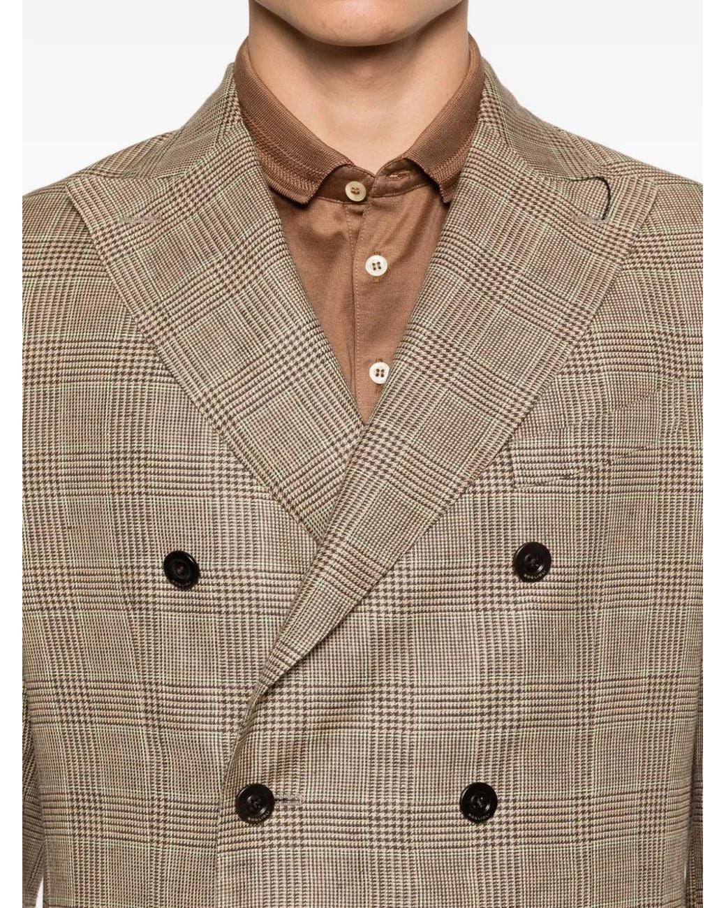 Boglioli Natural Linen Double-Breasted Jacket for men