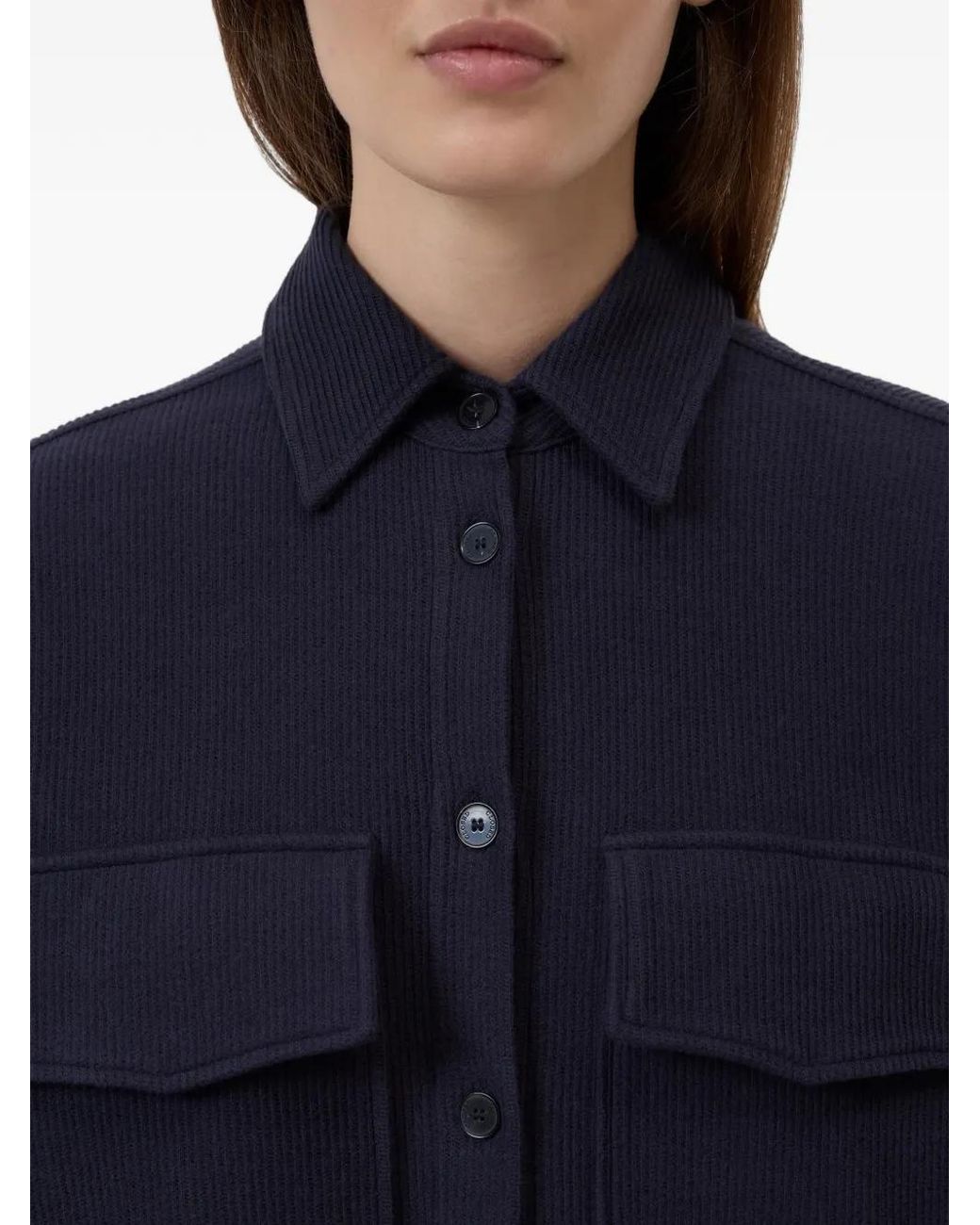 Closed Blue Ribbed Pocket Shirt