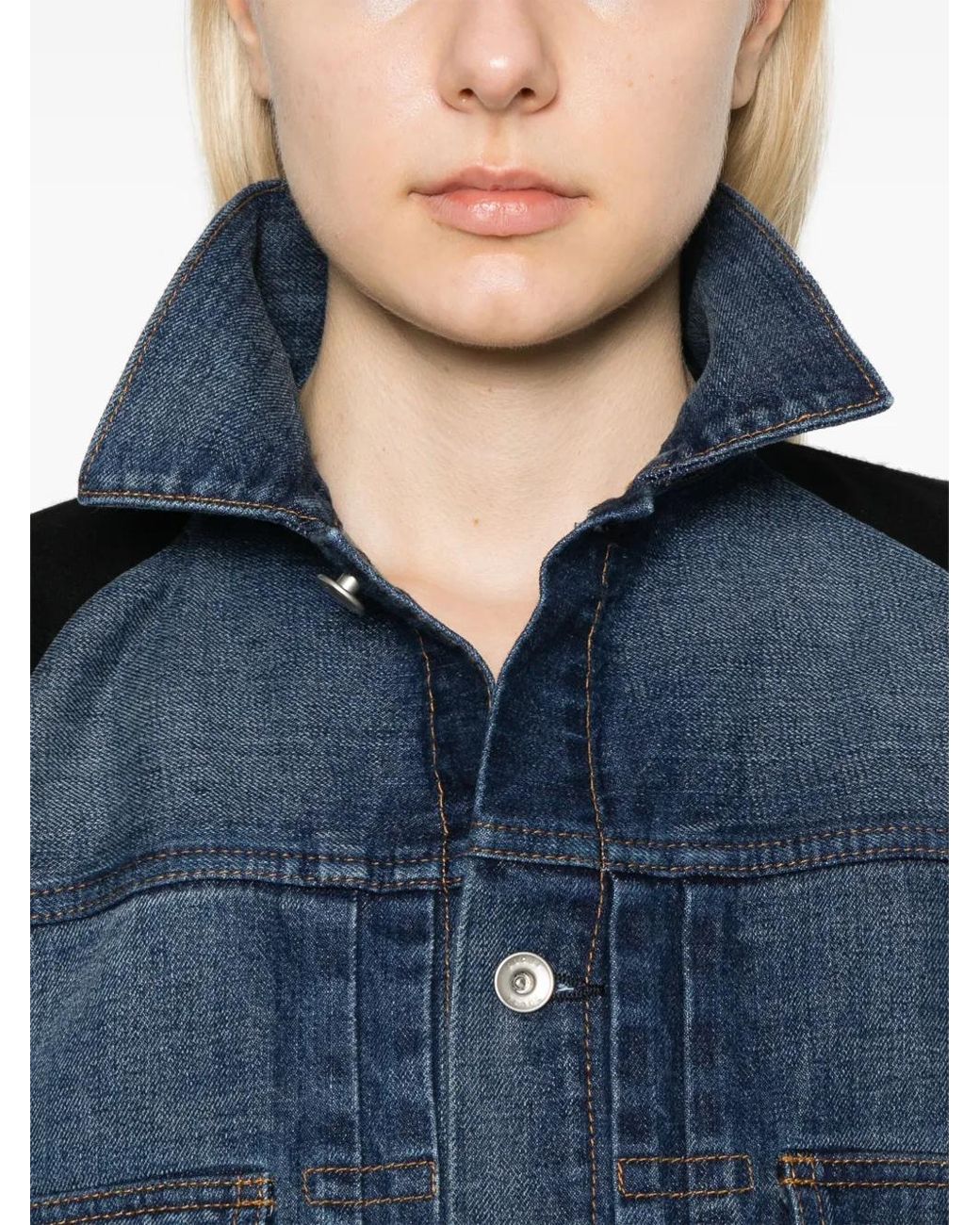 Sacai Blue Denim-Panel Cape