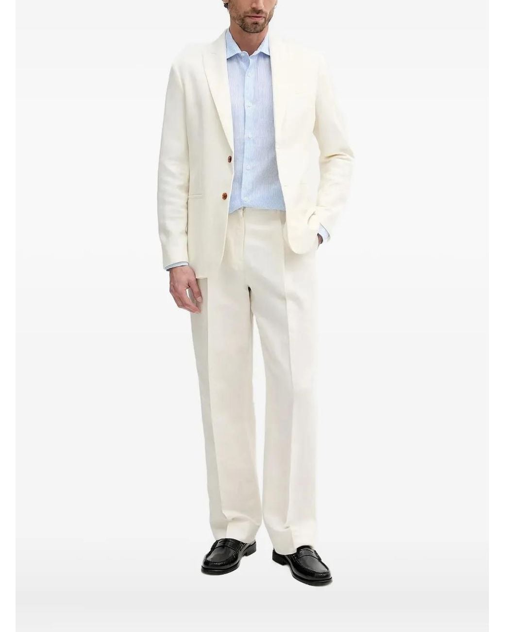 Mc2 Saint Barth White Striped Linen Shirt for men