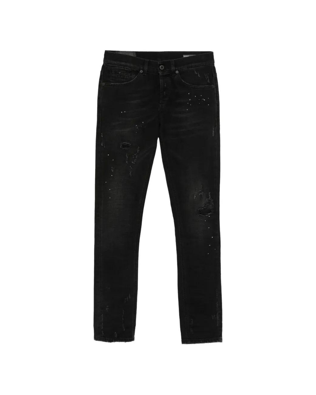 Dondup Black Distressed Paint-Splatter Jeans for men