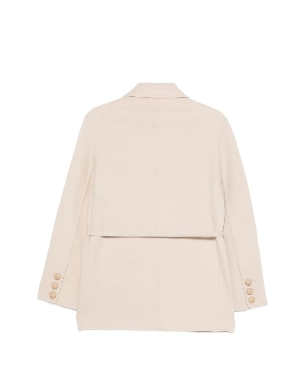 Semicouture Natural Belted Wool Coat