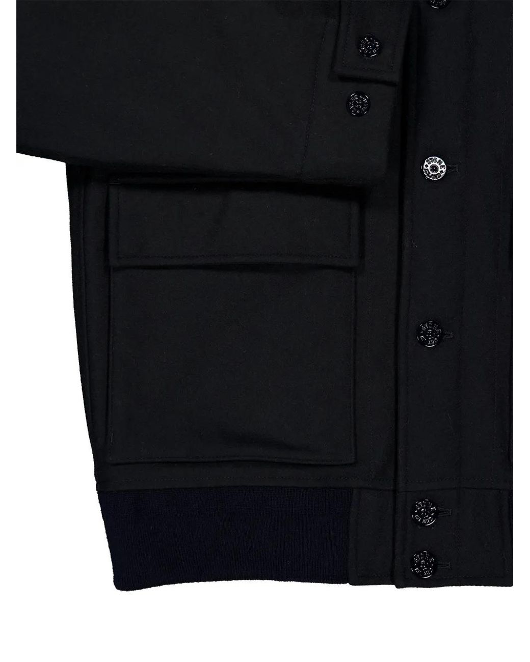 Stone Island Blue Button-Up Logo-Patch Wool Jacket for men