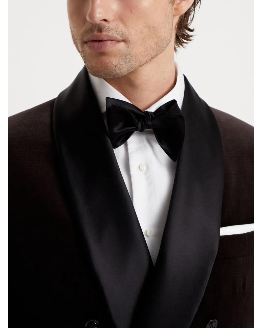 Brunello Cucinelli Black Logo-Patch Bow Tie for men