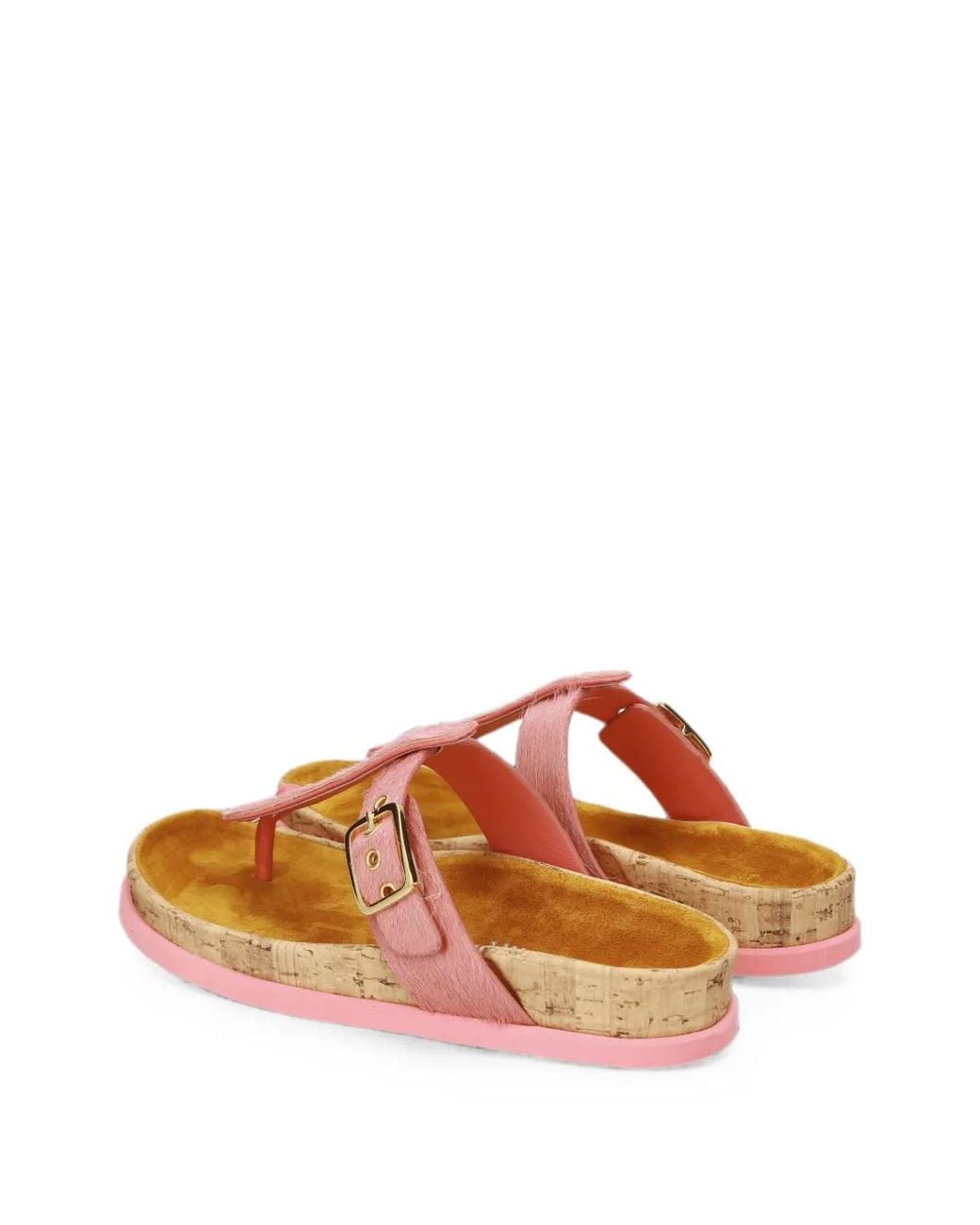 Premiata Pink Buckle-Fastening Calf-Hair Sandals