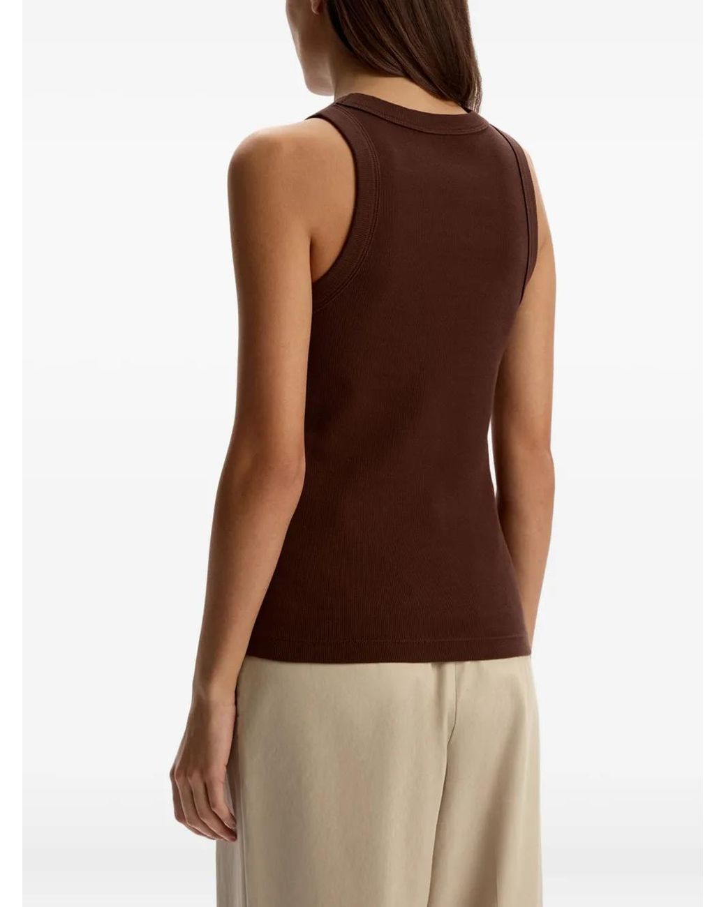 12 STOREEZ Brown Ribbed Tank Top