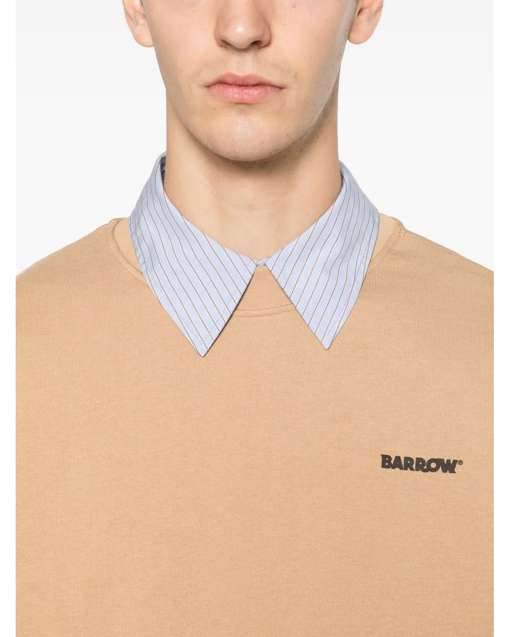 Barrow Natural Logo-Detail Long-Sleeve Sweatshirt