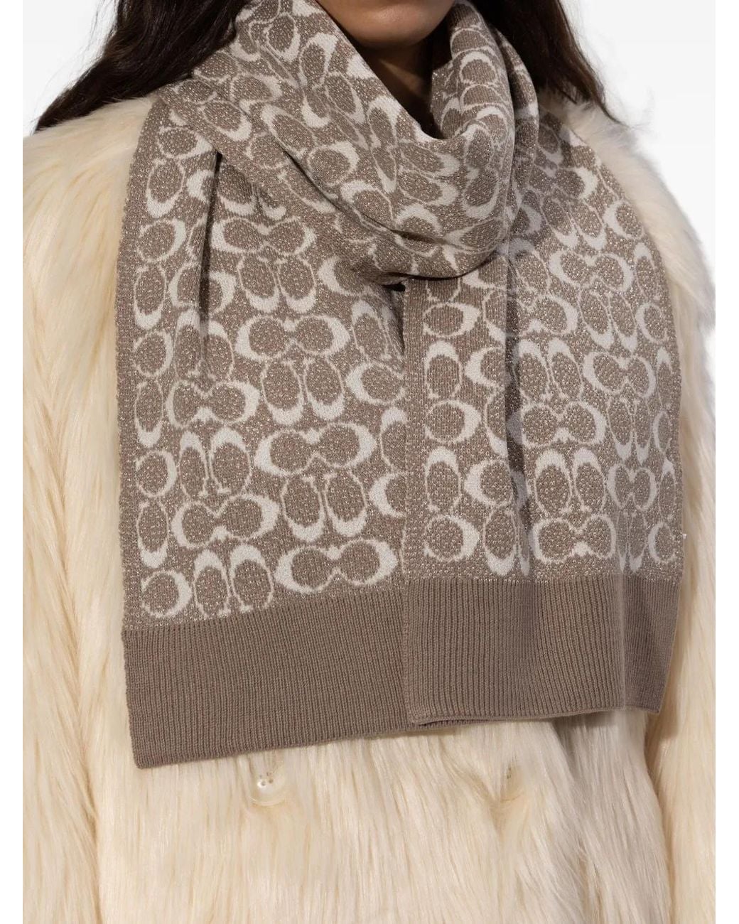Foulard Con Motivo Logo di COACH in Brown