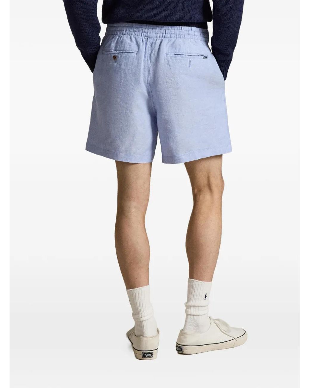 Polo Ralph Lauren Blue Wimbledon Drawstring Crest Linen Shorts for men