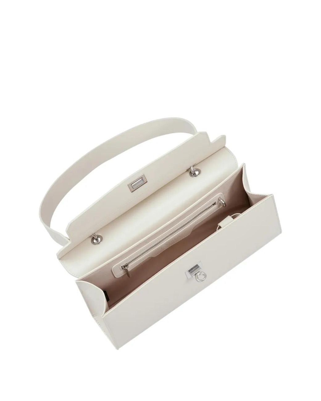 POTAMY White Flap Leather Shoulder Bag