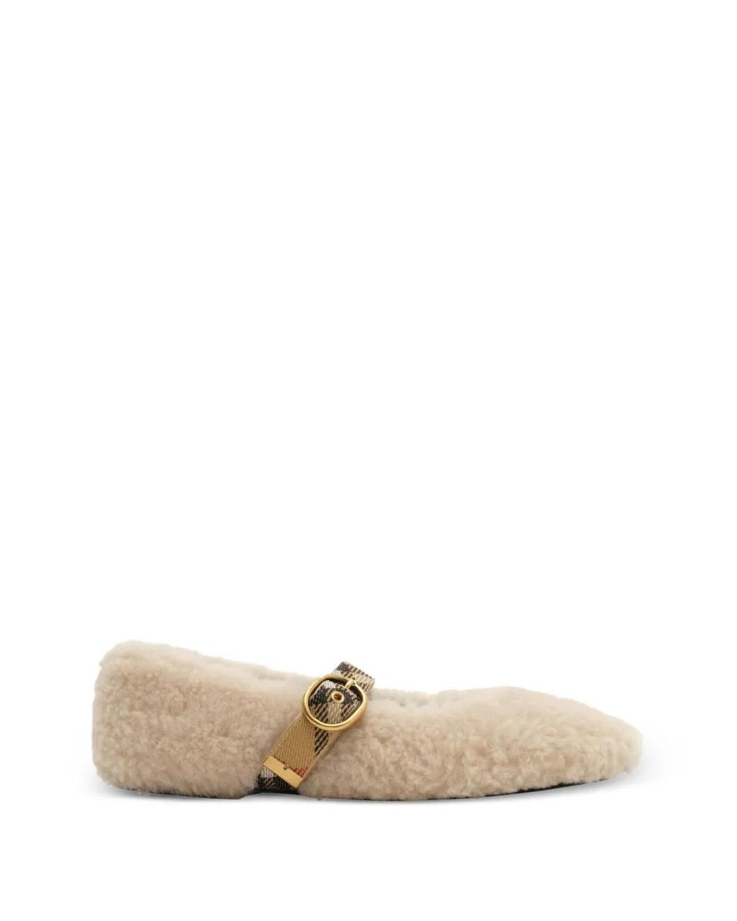 Burberry White Shearling Robin Ballerinas