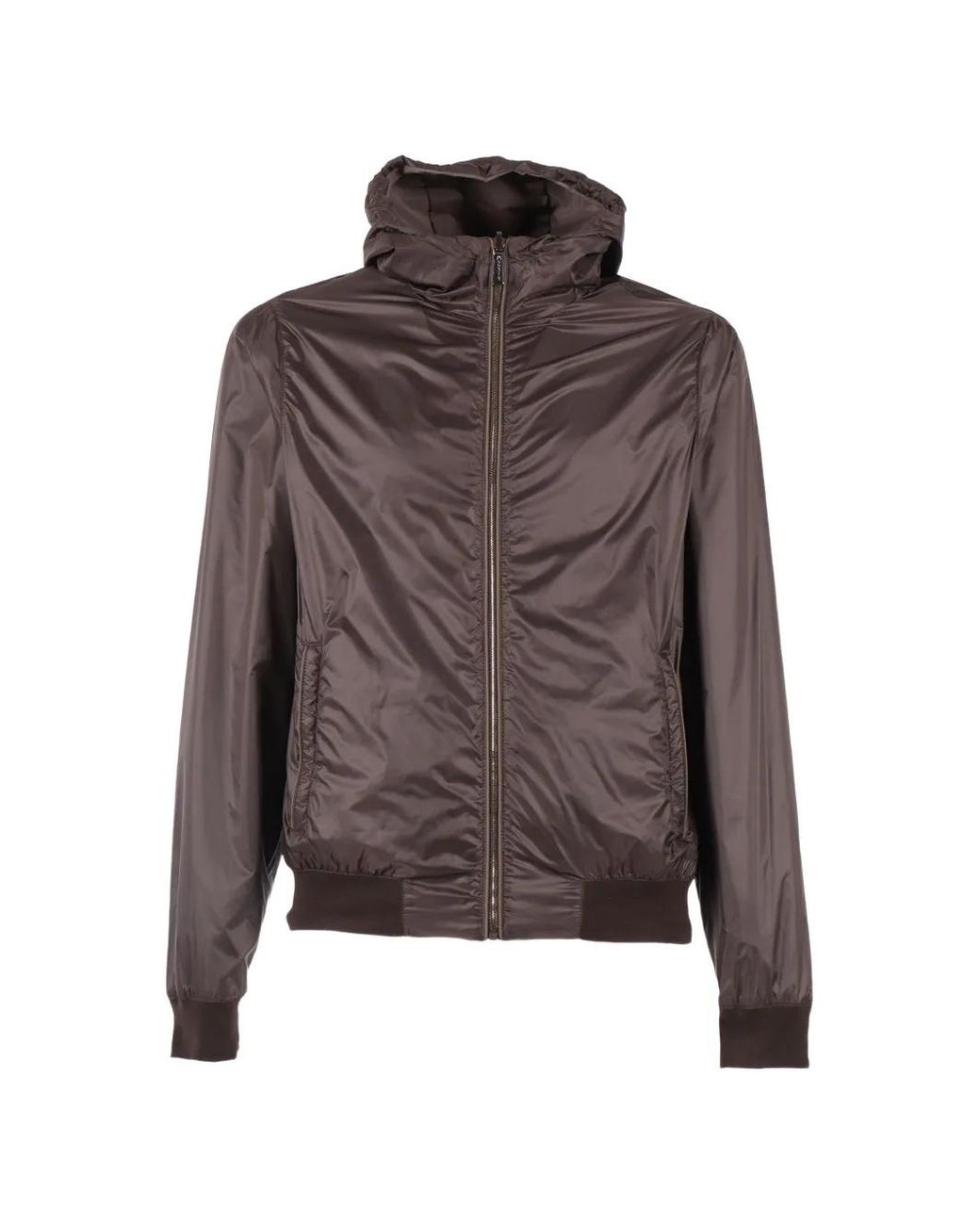 Moorer Brown Reversible Hooded Zip-Up Jacket for men
