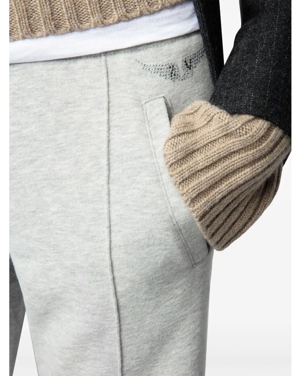 Zadig & Voltaire Gray Strass-Detail Track Pants