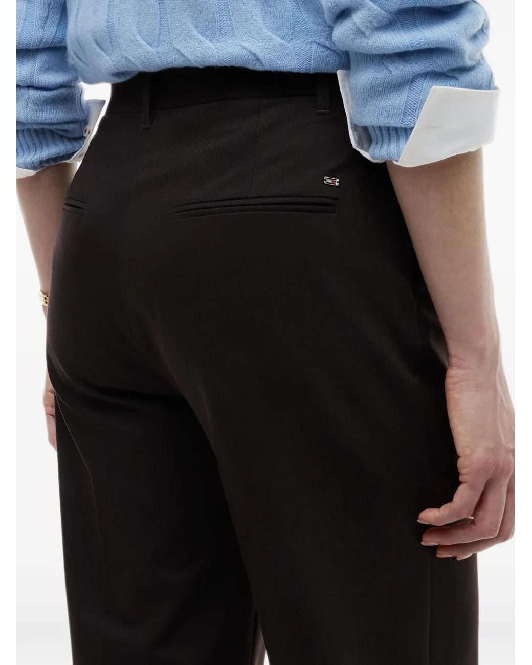 Tommy Hilfiger Black Pressed-Crease Wide-Leg Trousers