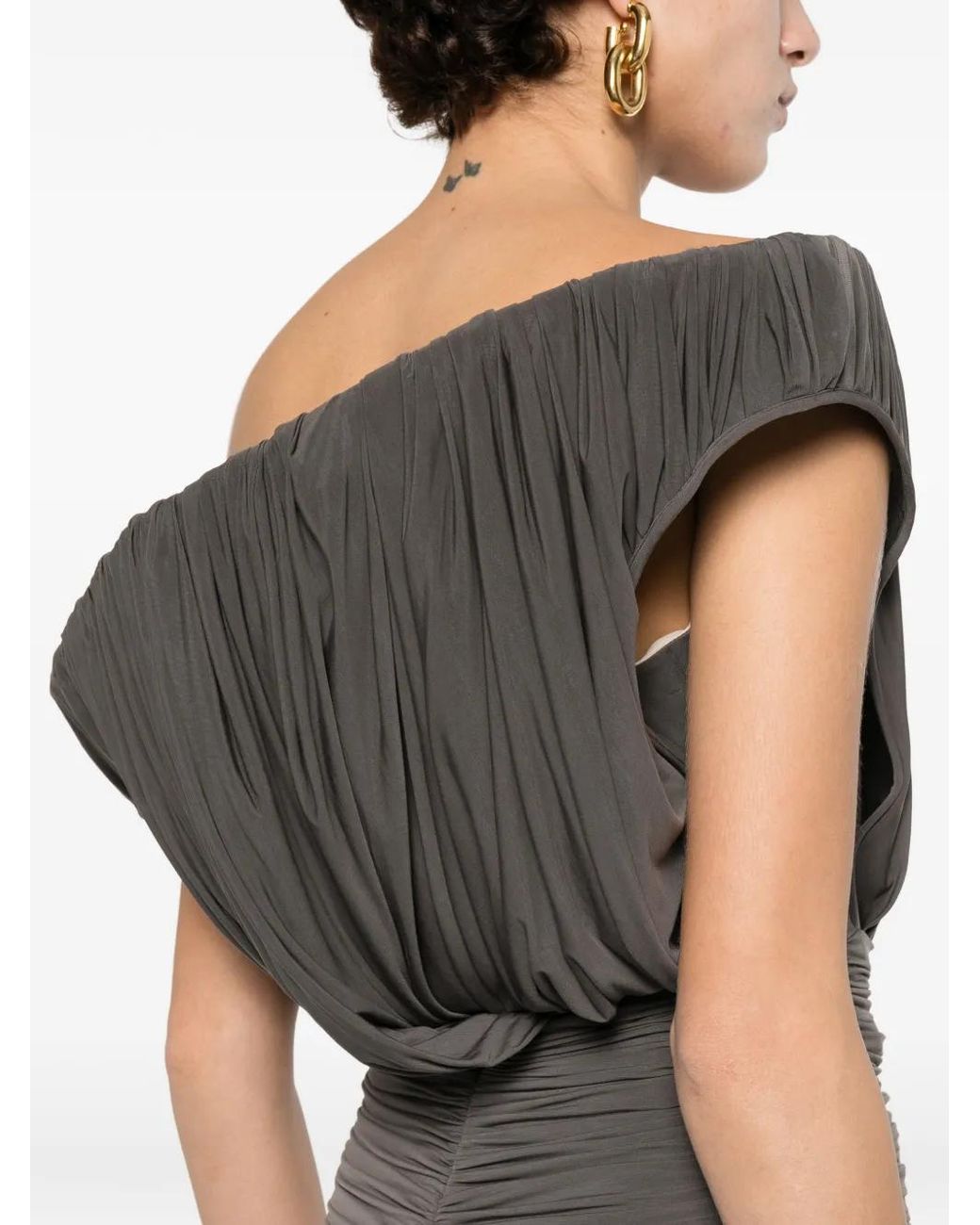 Magda Butrym Gray Ruched Mini Dress