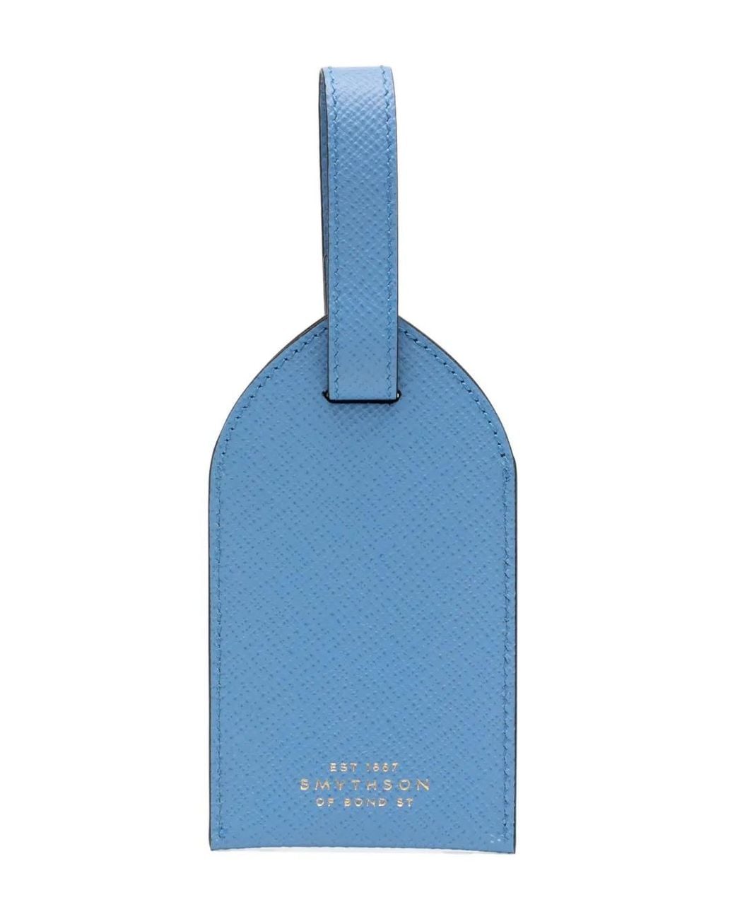 Smythson Blue Logo-Stamp Luggage Tag