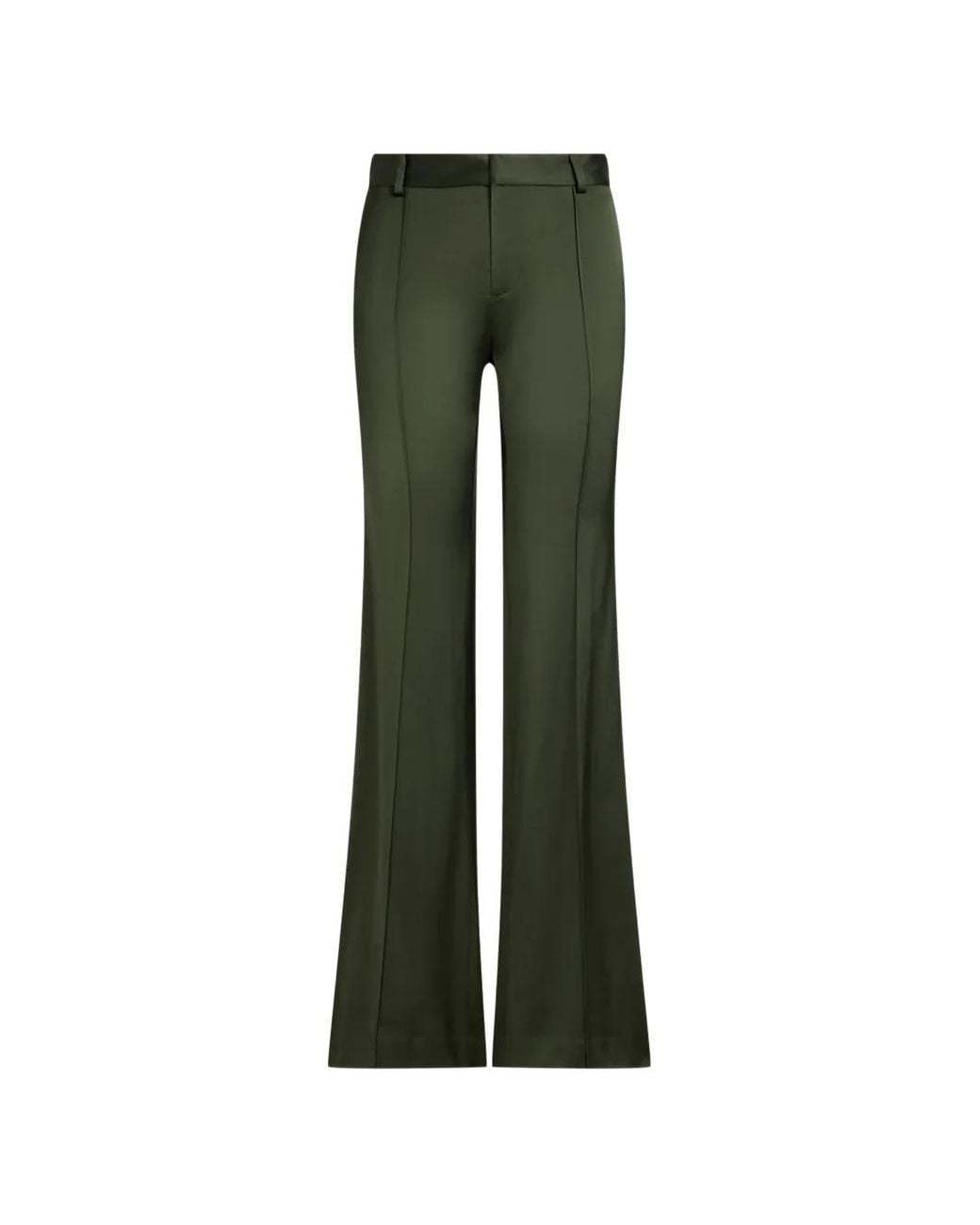 Polo Ralph Lauren Green Satin-Finish Flared Trousers