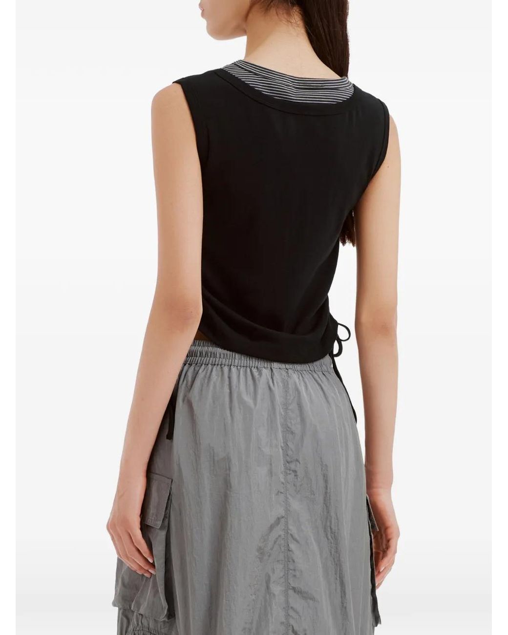 Mini Cream Black Layered-Effect Tank Top
