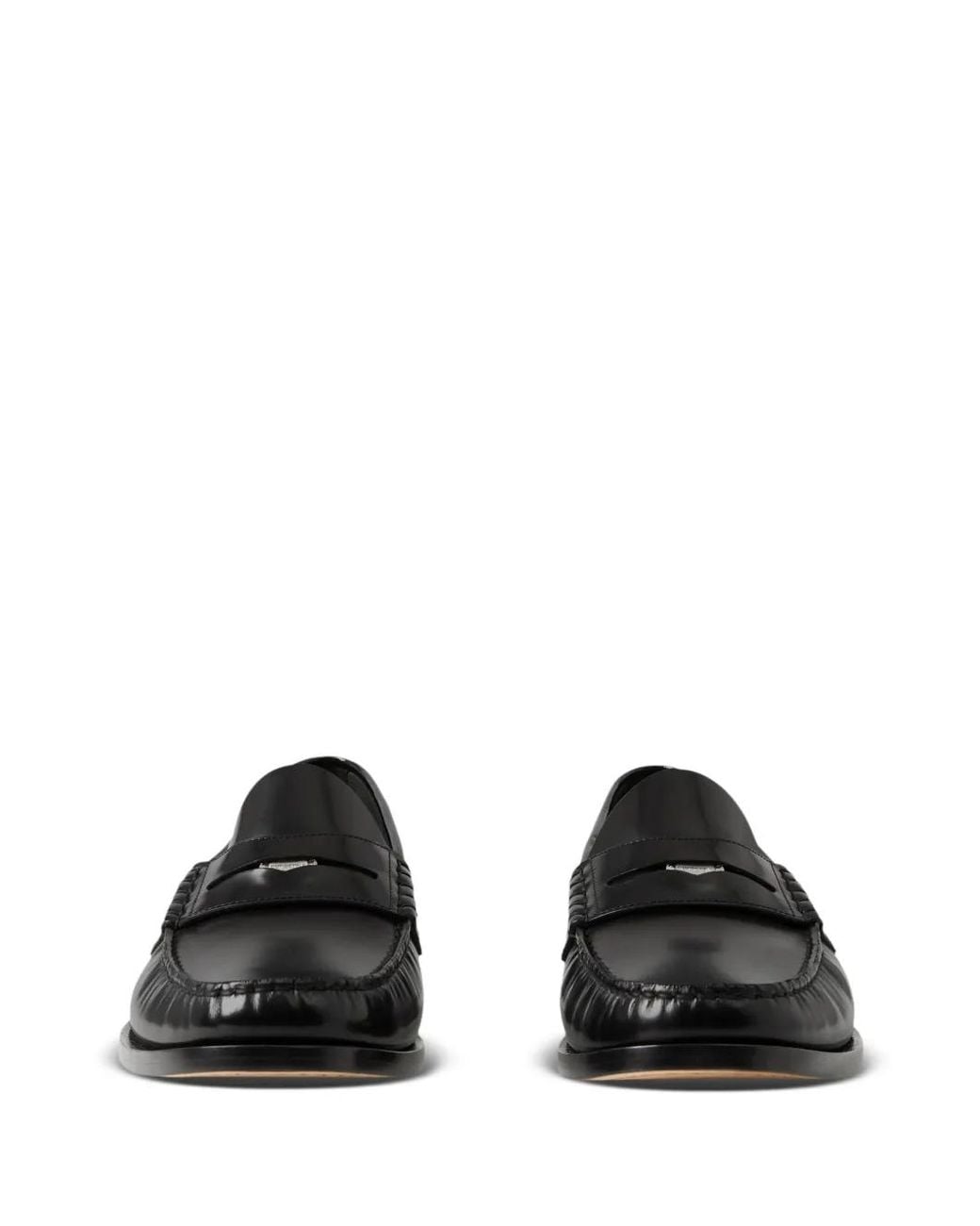 Burberry Black Coin-Detailing Logo-Debossed Leather Penny Loafers for men