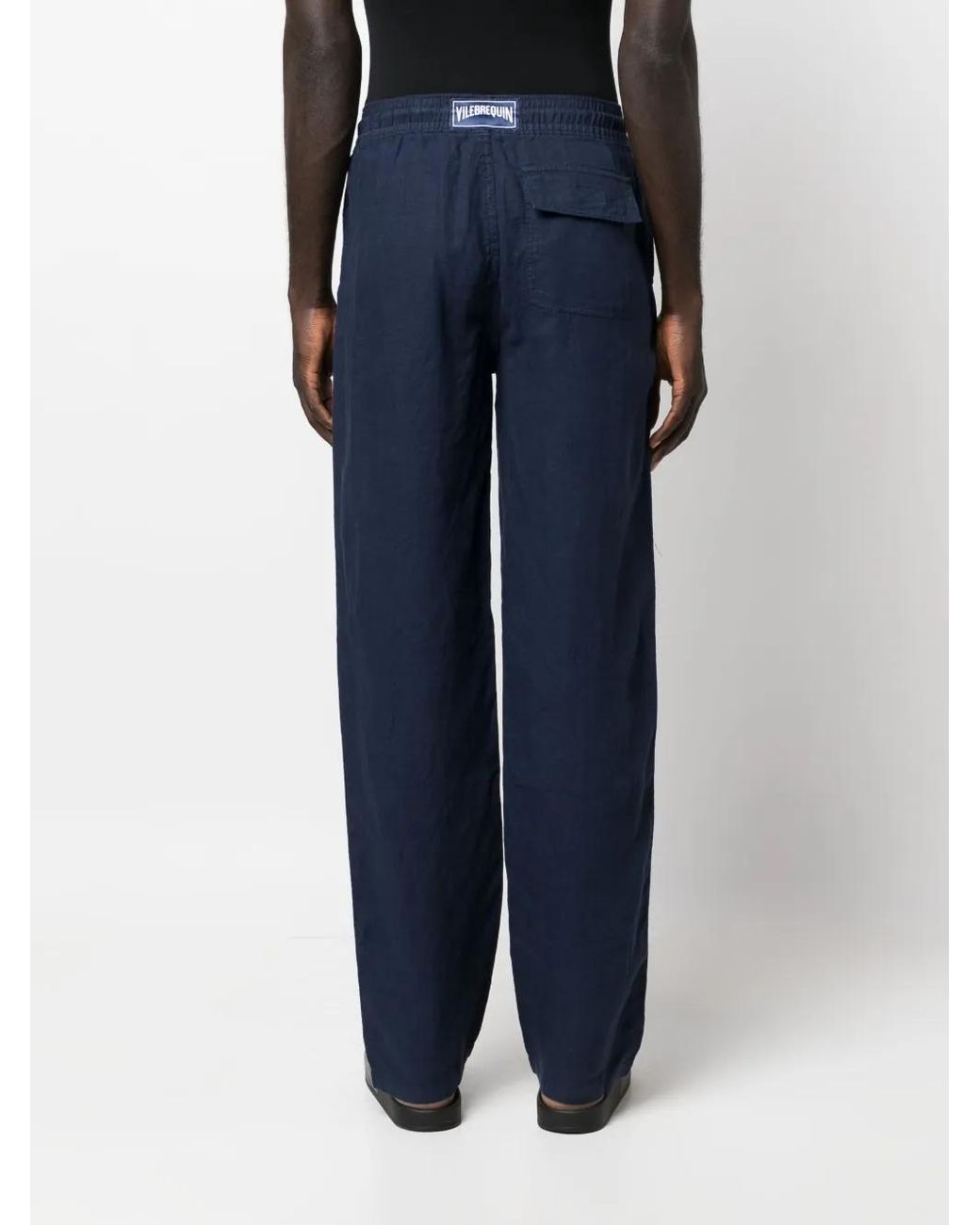 Vilebrequin Blue Drawstring Straight-Leg Linen Trousers for men