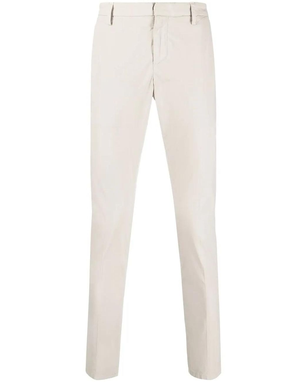 Dondup White Pressed-Crease Cotton Chinos for men