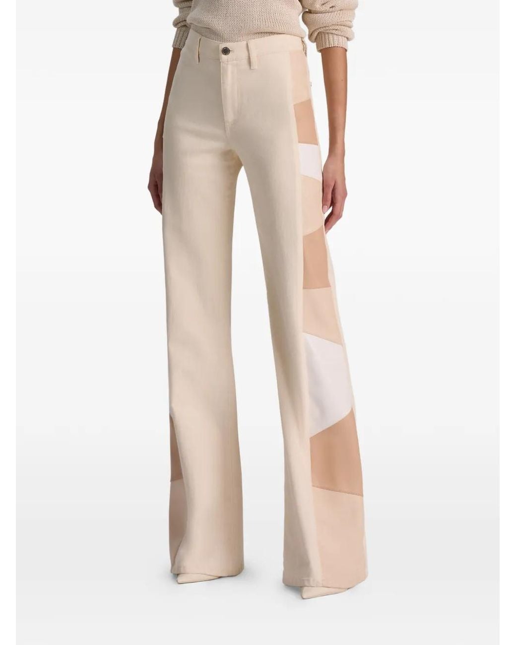 Alice + Olivia White Beautiful Patchwork Jeans