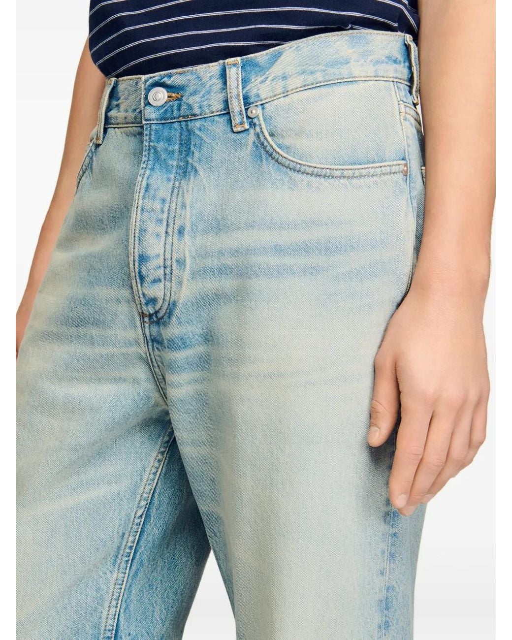 Sandro Blue Faded Wide-Leg Jeans for men