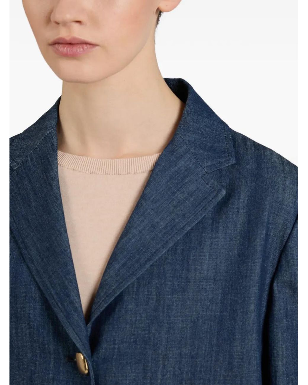 Slowear Blue Boxy-Fit Button-Fastening Blazer